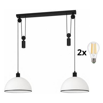 BRILAGI - LED függeszték zsinóron RETRO GLASS 2xE27/40W/230V fekete/fehér