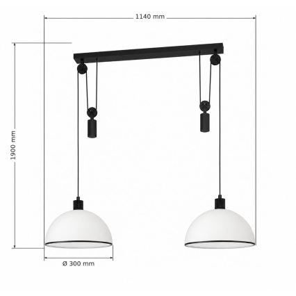 BRILAGI - LED függeszték zsinóron RETRO GLASS 2xE27/40W/230V fekete/fehér