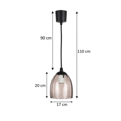 Brilagi - LED függeszték kábellel RETRO GLASS 1xE27/60W/230V átm. 17 cm fekete/füstös bézs