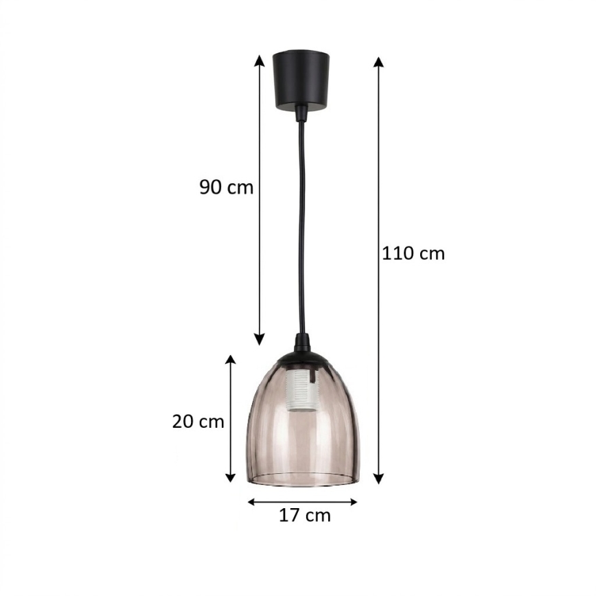 Brilagi - LED függeszték kábellel RETRO GLASS 1xE27/60W/230V átm. 17 cm fekete/füstös bézs