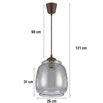Brilagi - RETRO GLASS LED csillár kábelen 1xE27/60W/230V átm. 26 cm barna/füstszürke