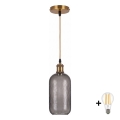 BRILAGI - LED függőlámpa kábelen RETRO GLASS 1xE27/60W/230V átm. 14 cm arany/füstszürke