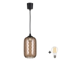 Brilagi - LED függőlámpa kábelen RETRO GLASS 1xE27/60W/230V átm. 14 cm fekete/füstbarna