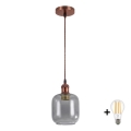 Brilagi - LED függőlámpa kábelen RETRO GLASS 1xE27/60W/230V átm. 14 cm réz/füstszürke
