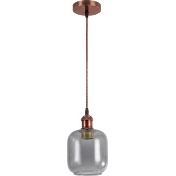 Brilagi - LED függőlámpa kábelen RETRO GLASS 1xE27/60W/230V átm. 14 cm réz/füstszürke
