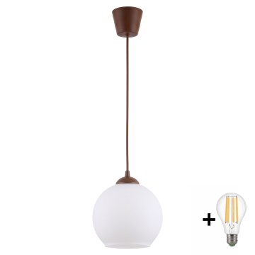 Brilagi - LED függőlámpa kábelen RETRO GLASS 1xE27/60W/230V átm. 15 cm barna/fehér