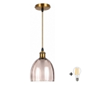 BRILAGI - LED függőlámpa kábelen RETRO GLASS 1xE27/60W/230V átm. 17 cm arany/füstös bézs