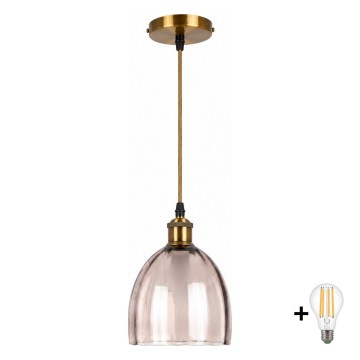 BRILAGI - LED függőlámpa kábelen RETRO GLASS 1xE27/60W/230V átm. 17 cm arany/füstös bézs
