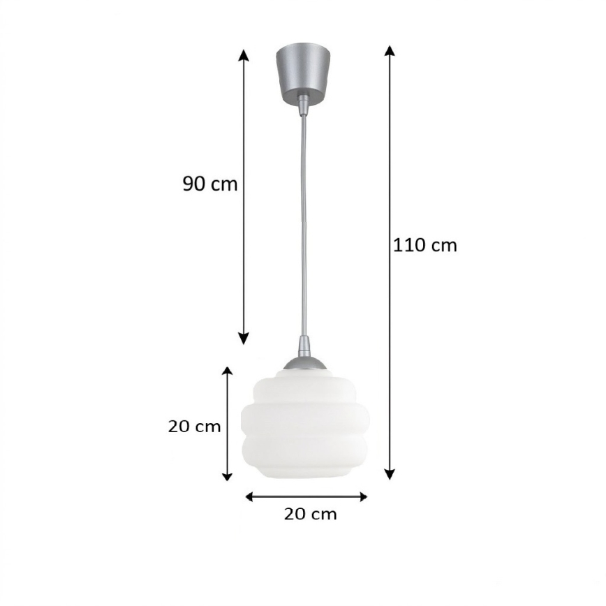Brilagi - LED függőlámpa kábelen RETRO GLASS 1xE27/60W/230V, átm. 20 cm, ezüst/fehér