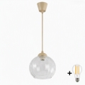Brilagi - LED függőlámpa kábelen RETRO GLASS 1xE27/60W/230V átm. 25 cm bézs/átlátszó