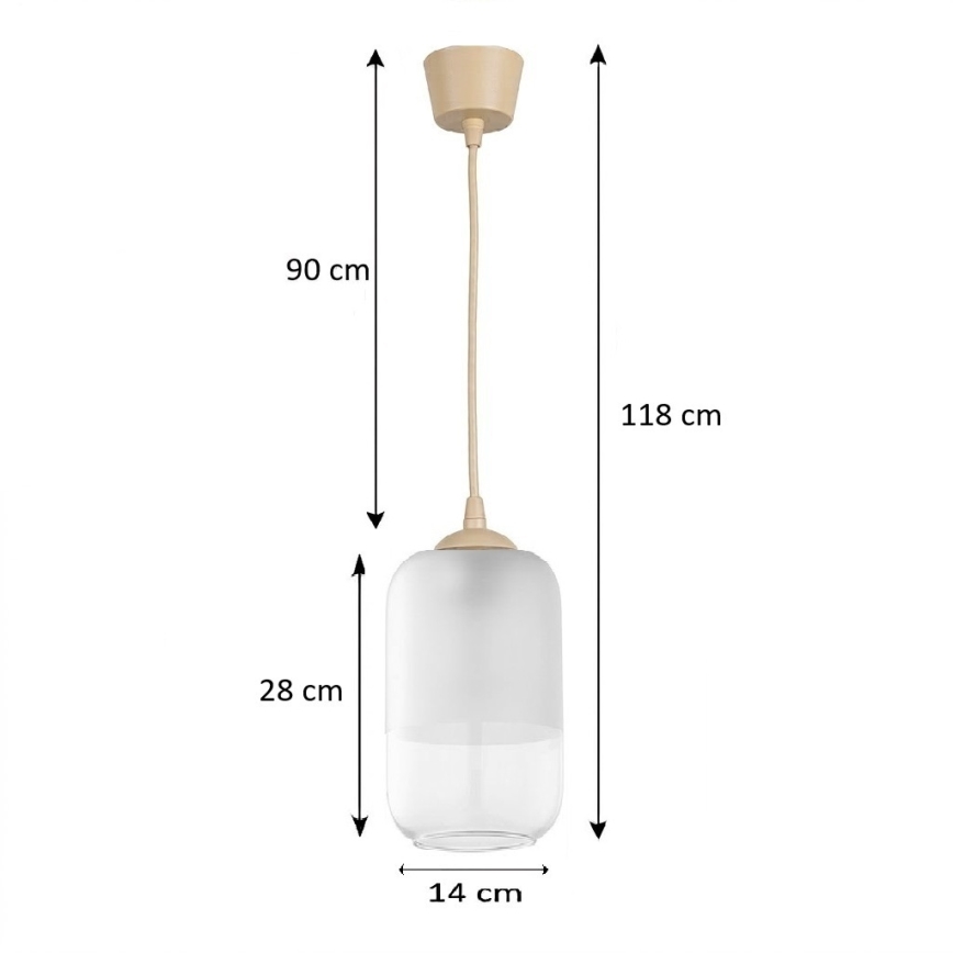 Brilagi - LED függőlámpa kábelen RETRO GLASS 1xE27/60W/230V Ø 14 cm bézs/fehér
