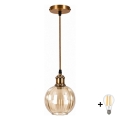 BRILAGI - LED függőlámpa kábelen RETRO GLASS 1xE27/60W/230V Ø 18 cm arany/füstös barna