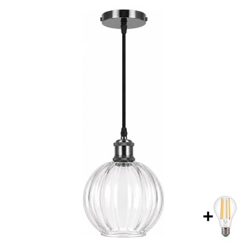 BRILAGI - LED függőlámpa kábelen RETRO GLASS 1xE27/60W/230V Ø 18 cm fekete/átlátszó