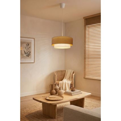Brilagi - LED függőlámpa kábellel BOHO ECO 1xE27/10W/230V átm. 40 cm bézs/krém