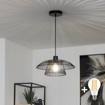 Brilagi - LED függőlámpa kábellel CERIA WIRE 1xE27/40W/230V Ø 38 cm fekete