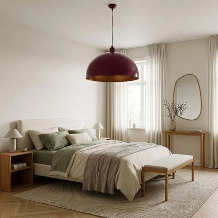 Brilagi - LED függőlámpa kábellel METALO 1xE27/40W/230V átm. 60 cm bordó/rézszínű