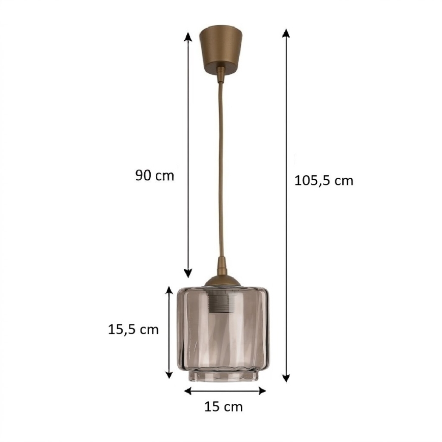 Brilagi - LED zsinóros függőlámpa RETRO GLASS 1xE27/60W/230V átmérő 15 cm barna/füstös bézs