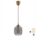 Brilagi - LED függőlámpa kábellel RETRO GLASS 1xE27/60W/230V átm. 14 cm barna/füstszürke