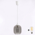 Brilagi - LED függőlámpa kábellel RETRO GLASS 1xE27/60W/230V átm. 14 cm fehér/füstszürke