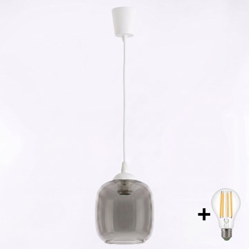 Brilagi - LED függőlámpa kábellel RETRO GLASS 1xE27/60W/230V átm. 14 cm fehér/füstszürke