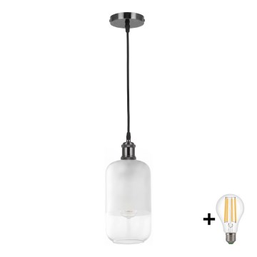 BRILAGI - LED függőlámpa kábellel RETRO GLASS 1xE27/60W/230V Ø 14 cm fekete/fehér