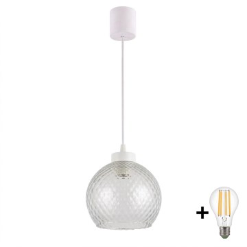 Brilagi - LED függőlámpa kábellel RETRO GLASS 1xE27/60W/230V Ø25 cm fehér/füstszürke