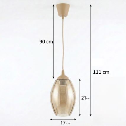 Brilagi - kábeles LED függőlámpa RETRO GLASS 1x E27/60W/230V átm. 17 cm bézs/füstös bézs
