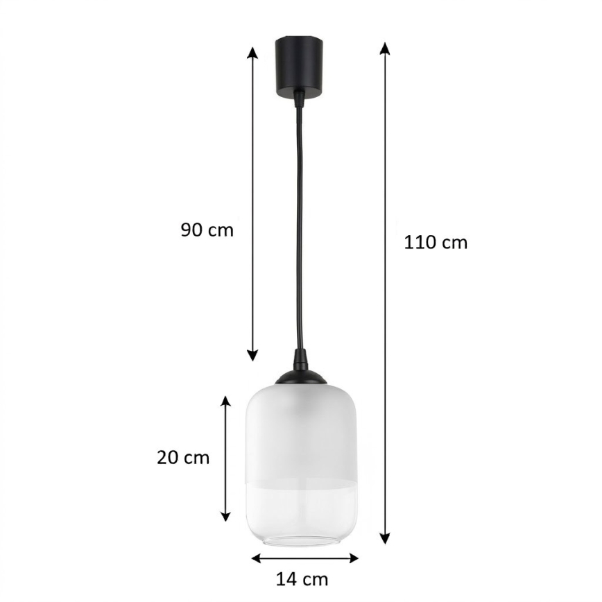 Brilagi - LED függőlámpa zsinóron RETRO GLASS 1xE27/60W/230V átm. 14 cm fekete/fehér