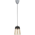 Brilagi - LED függőlámpa zsinóron RETRO GLASS 1xE27/60W/230V átm. 15,5 cm ezüst/füstszínű bézs/fekete