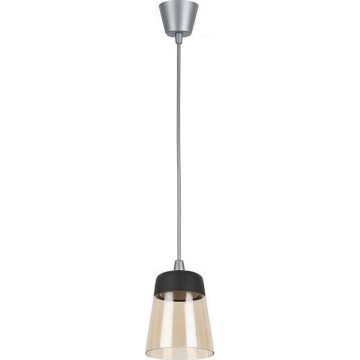 Brilagi - LED függőlámpa zsinóron RETRO GLASS 1xE27/60W/230V átm. 15,5 cm ezüst/füstszínű bézs/fekete