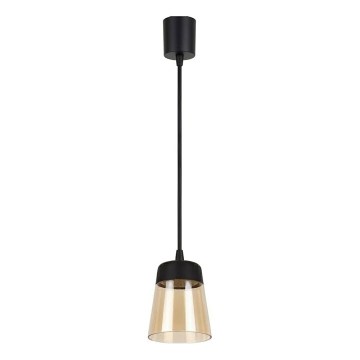 Brilagi - LED függőlámpa zsinóron RETRO GLASS 1xE27/60W/230V átm. 15,5 cm fekete/füstös bézs