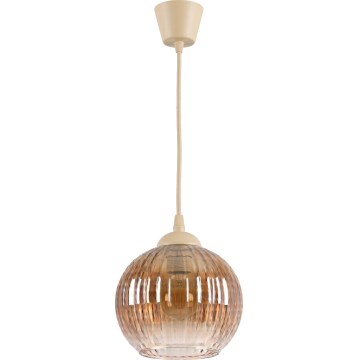 Brilagi - LED függőlámpa zsinóron RETRO GLASS 1xE27/60W/230V átm. 18 cm bézs/füstbarna
