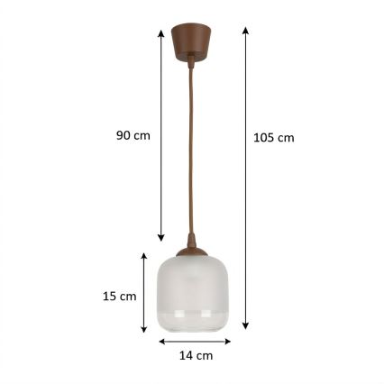 Brilagi - LED függőlámpa zsinóron RETRO GLASS 1xE27/60W/230V Ø 14 cm barna/fehér