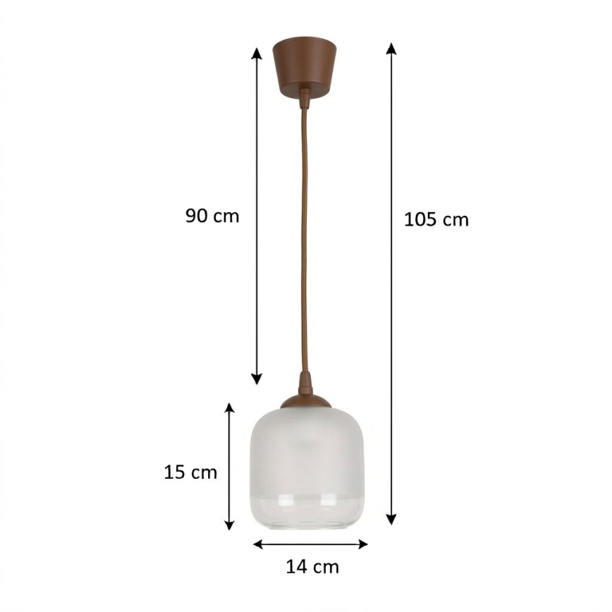 Brilagi - LED függőlámpa zsinóron RETRO GLASS 1xE27/60W/230V Ø 14 cm barna/fehér