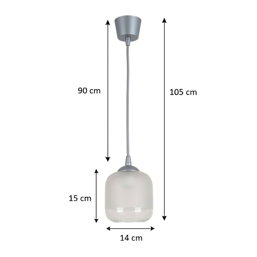 Brilagi - LED függőlámpa zsinóron RETRO GLASS 1xE27/60W/230V Ø 14 cm ezüst/fehér