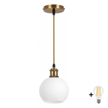 BRILAGI - LED függőlámpa zsinóron RETRO GLASS 1xE27/60W/230V Ø 15 cm arany/fehér