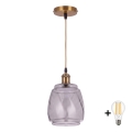 BRILAGI - LED függőlámpa zsinóron RETRO GLASS 1xE27/60W/230V Ø 26 cm arany/füstszürke