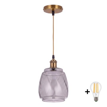 BRILAGI - LED függőlámpa zsinóron RETRO GLASS 1xE27/60W/230V Ø 26 cm arany/füstszürke