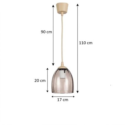 Brilagi - LED függőlámpa kábelen RETRO GLASS 1xE27/60W/230V átm. 17 cm bézs/füstös bézs