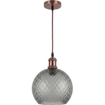 Brilagi - LED függőlámpa zsinórral RETRO GLASS 1xE27/60W/230V átm. 25 cm réz/füstszürke