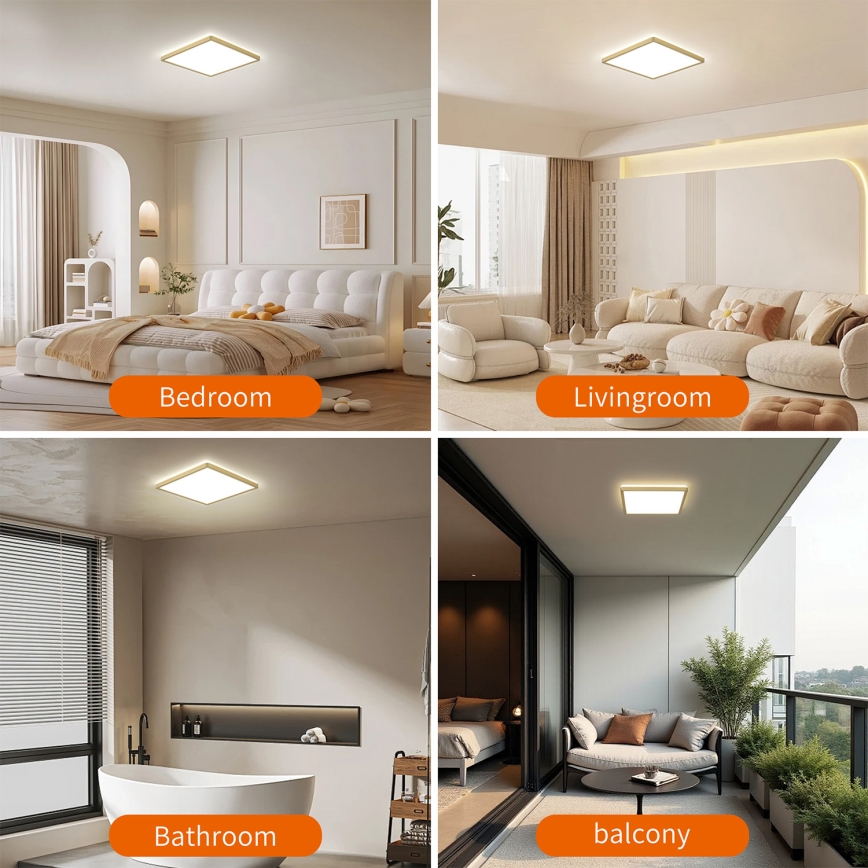 Brilagi - Fürdőszobai mennyezeti LED lámpa ULTRA SLIM LED/18W/230V 30x30 cm arany IP54