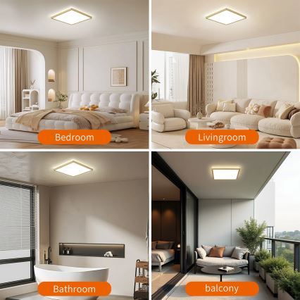 Brilagi - LED fürdőszobai lámpatest ultravékony LED/24W/230V 42x42 cm aranyszínű IP54