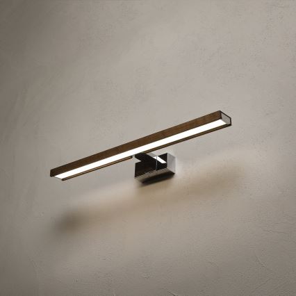 Brilagi - LED fürdőszobai tükörvilágítás 3 az 1-ben WOODY MIRROR LED/12W/230V 60 cm IP44 fényes króm/tölgy-dió