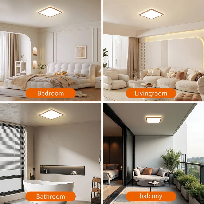Brilagi - ultravékony LED fürdőszobai mennyezeti lámpa LED/18W/230V 30x30 cm rózsaarany IP54