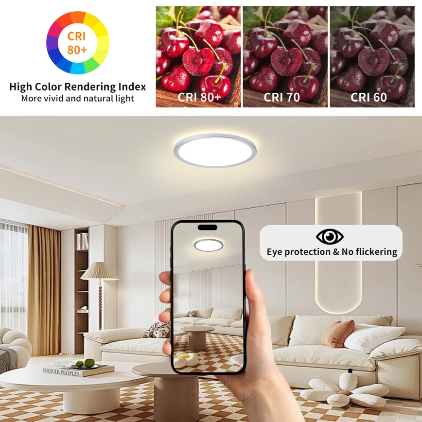 Brilagi - LED fürdőszobai mennyezeti lámpatest ULTRA SLIM LED/18W/230V Ø 30 cm ezüst IP54