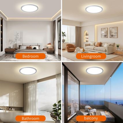Brilagi - ULTRA SLIM LED fürdőszobai mennyezeti lámpatest LED/24W/230V, átmérő 42 cm, ezüstszínű, IP54