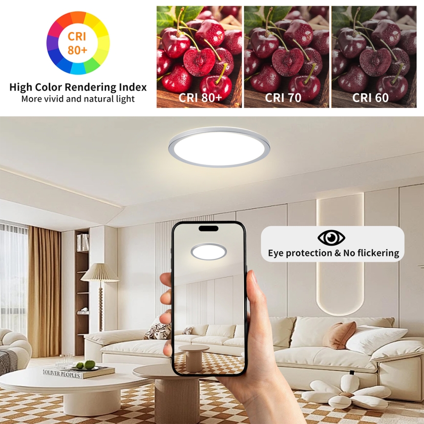 Brilagi - ULTRA SLIM LED fürdőszobai mennyezeti lámpatest LED/24W/230V, átmérő 42 cm, ezüstszínű, IP54