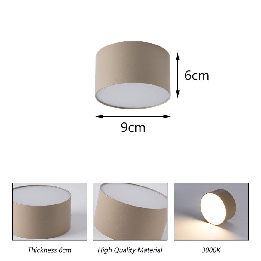 Brilagi - FORIS LED fürdőszobai mennyezeti lámpa LED/9W/230V Ø 9 cm bézs IP44 CRI 90