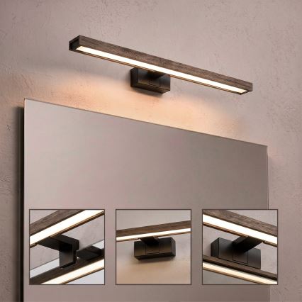 Brilagi - LED fürdőszobai tükörvilágítás 3 az 1-ben WOODY MIRROR LED/12W/230V IP44 fekete/tölgy-dió