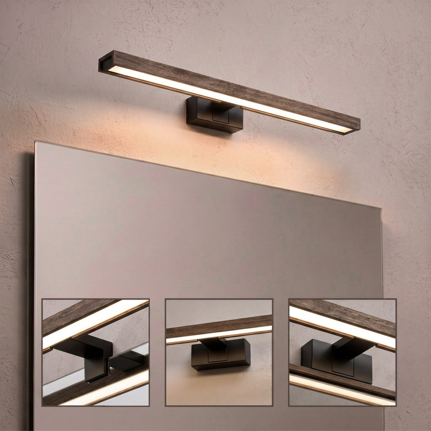 Brilagi - LED fürdőszobai tükörvilágítás 3 az 1-ben WOODY MIRROR LED/12W/230V IP44 fekete/tölgy-dió